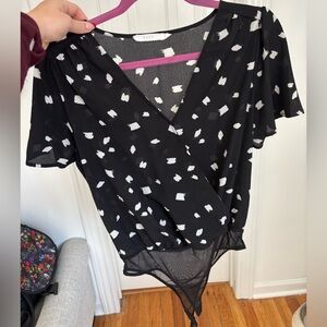 Black and White bodysuit Wrap Top